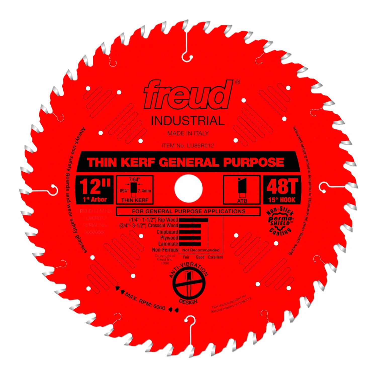 Freud LU86R012 12 in. Thin Kerf General Purpose Blade