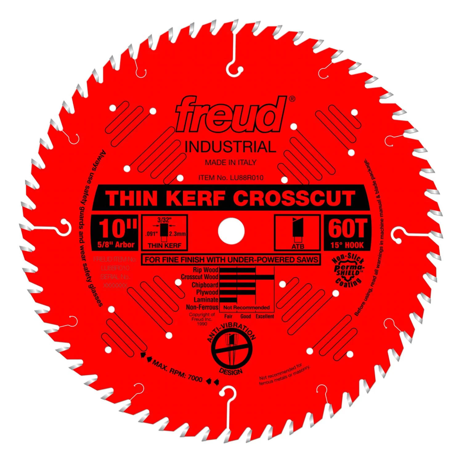 Freud LU88R010 10 in. Thin Kerf Fine Finish Crosscut Blade