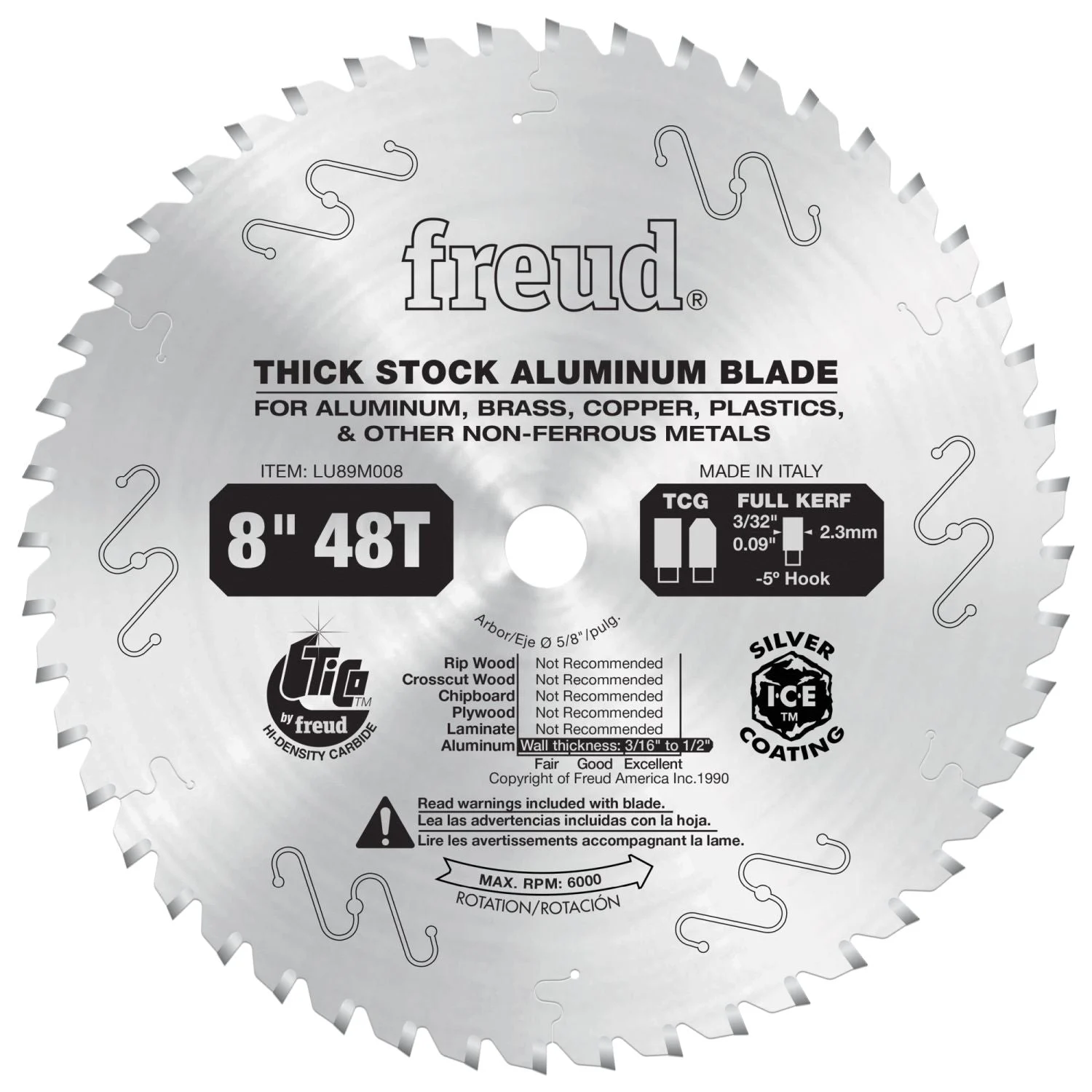 Freud LU89M008 8 in. Thick Stock Aluminum Metal Blade