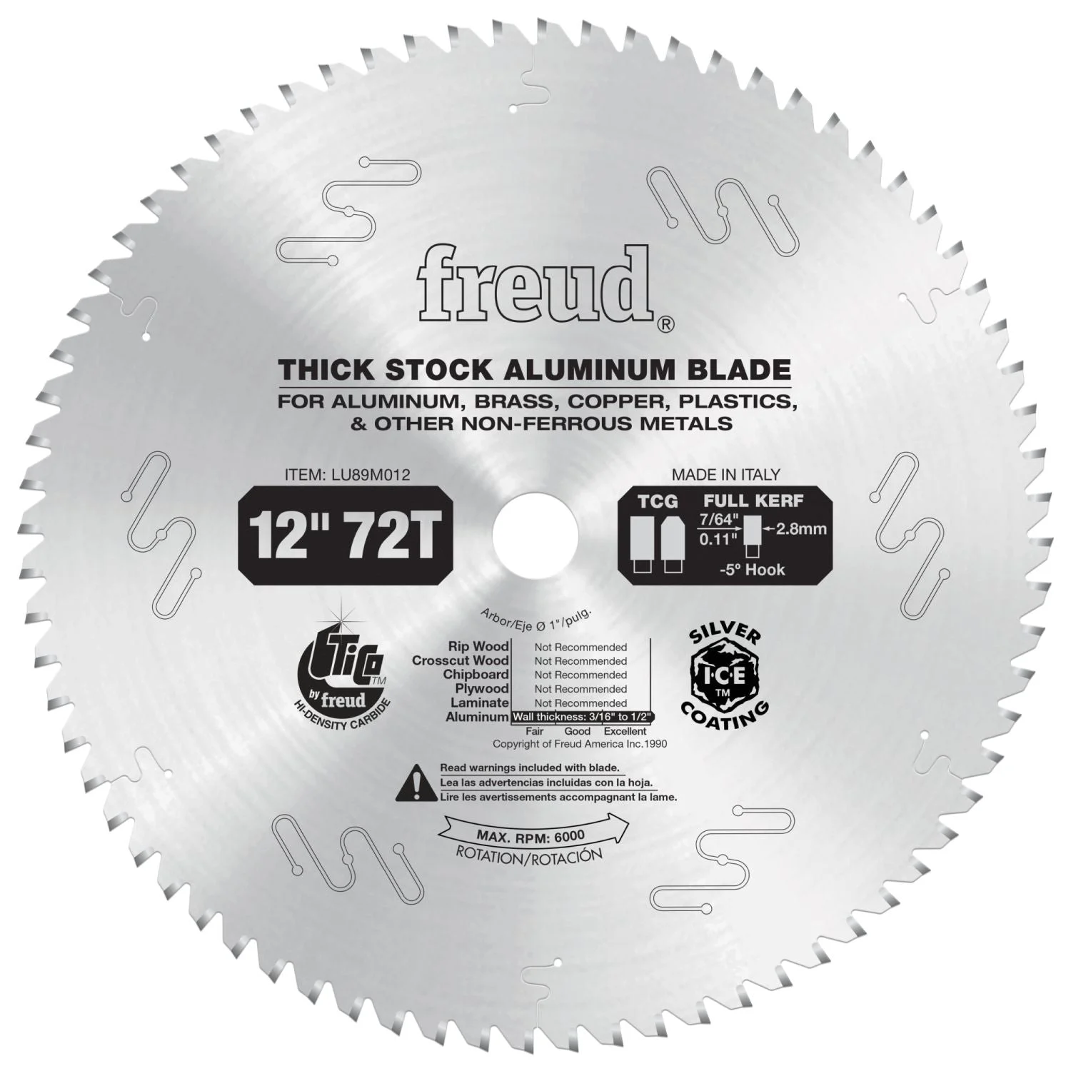 Freud LU89M012 12 in. Thick Stock Aluminum Metal Blade