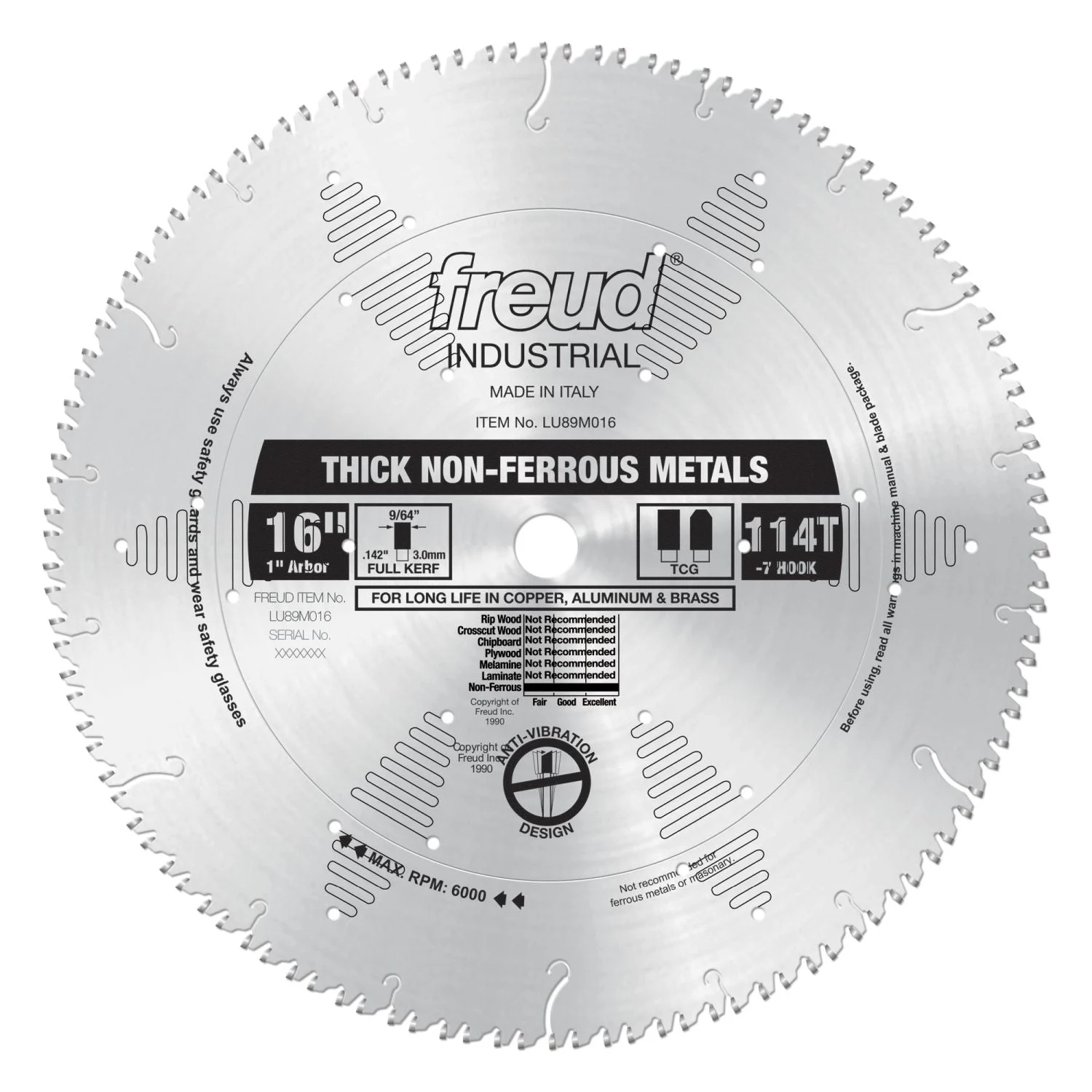 Freud LU89M016 16 in. Thick Stock Aluminum Metal Blade