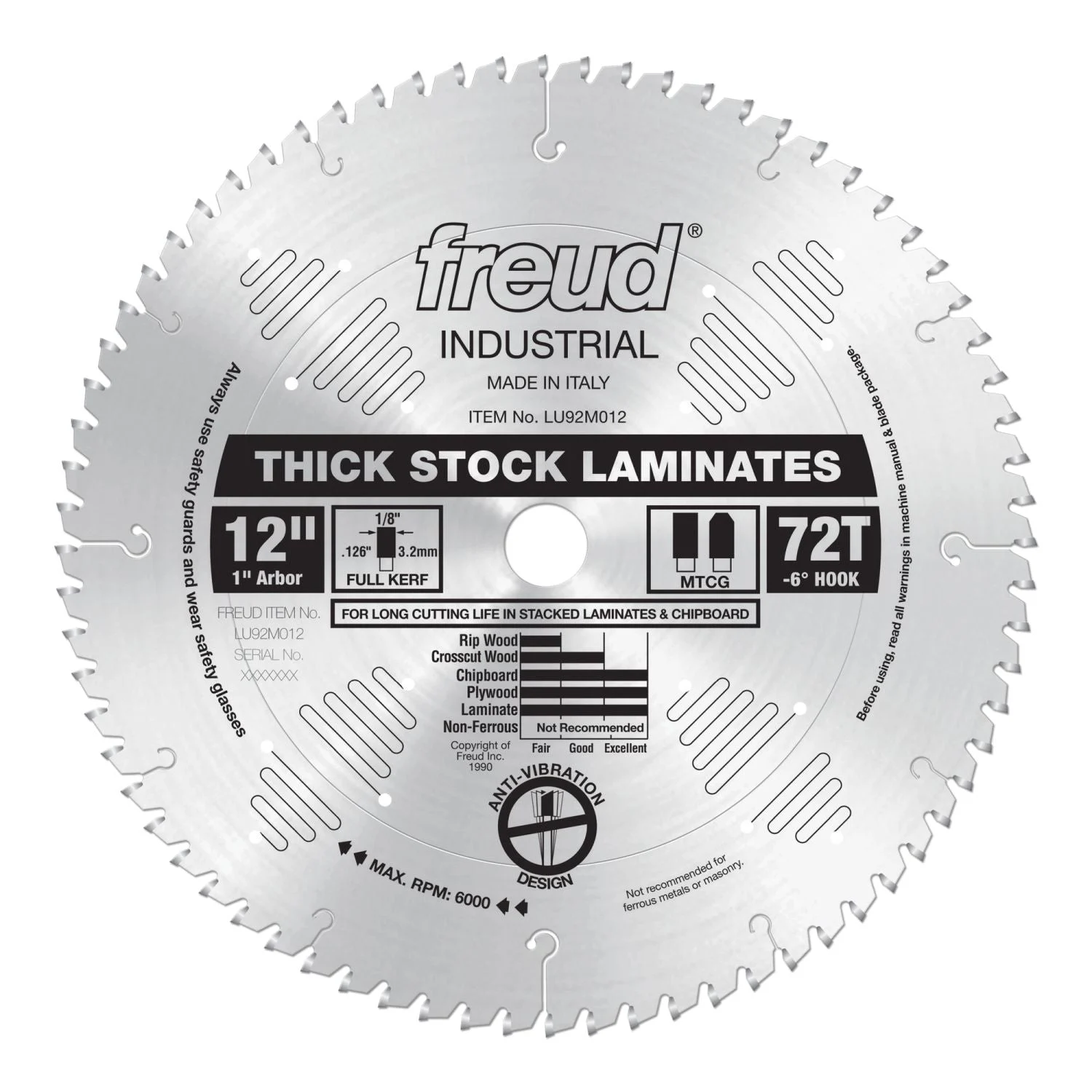 Freud LU92M012 12 in. Thick-Stock Laminate Blade