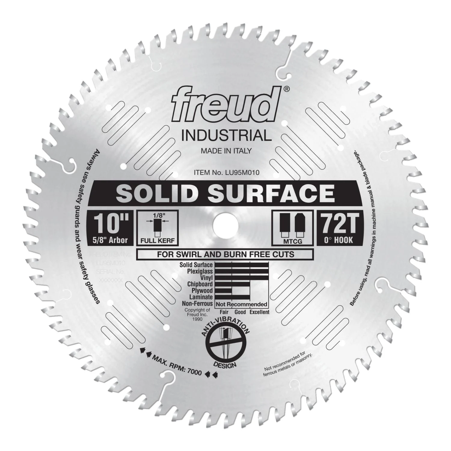 Freud LU95M010 10 in. Solid Surface Blade