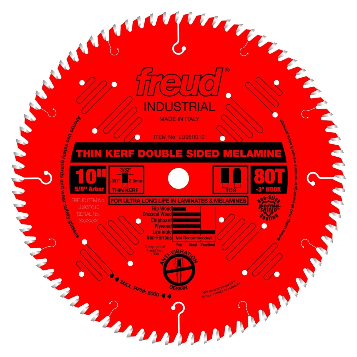 Freud LU96R010 10-Inch Thin Kerf Double Sided Laminate/Melamine