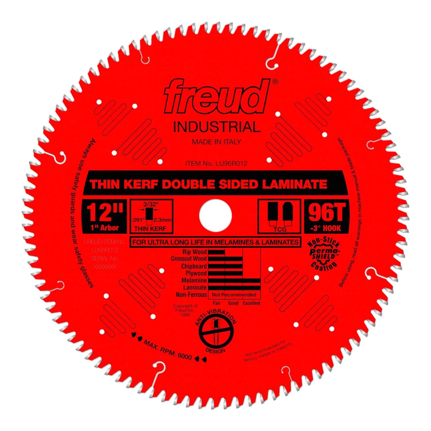 Freud LU96R012 12-Inch Thin Kerf Double Sided Laminate/Melamine