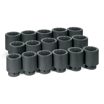 Grey Pneumatic 1" Dr. 16pc Deep Fractional Set 2-1/16"-3" 12pt (9116D)