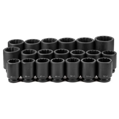 Grey Pneumatic 1" Drive 20 Pc. Deep Metric Set 45mm-75mm 12pt (9120MD)
