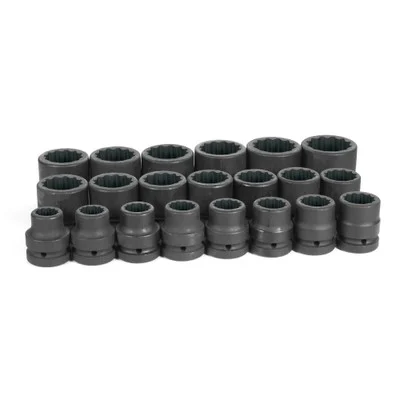 Grey Pneumatic 1" Drive Standard Length Impact Set, 21pcs 12pt (9121)