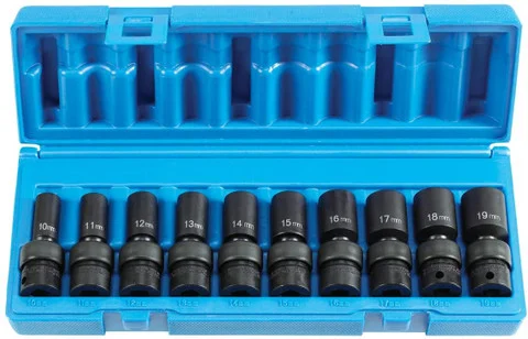 Grey Pneumatic 3/8" Dr Met Uni. Semi-Deep Impact Socket Set (1210UMSD)