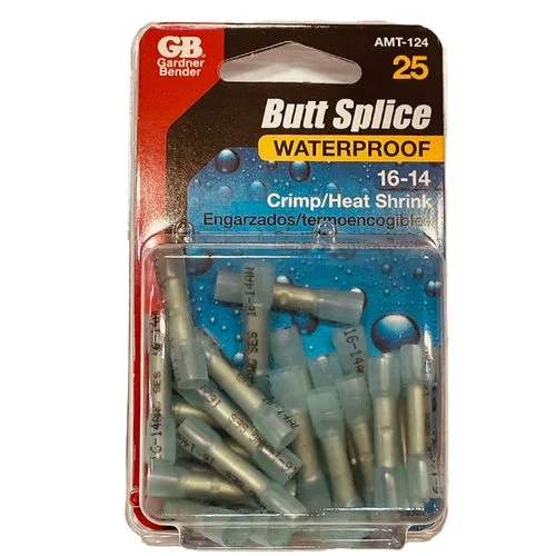 Heat Shrink Adhesive Lined Transparent Blue Butt Splice for 16-14 AWG