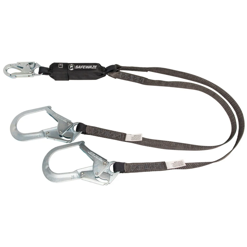 Heavyweight 6′ Energy Absorbing Lanyard: Dual Leg, Rebar Hooks