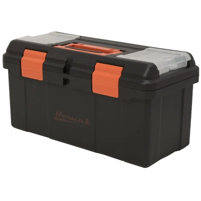 Homak 16" Black Plastic Toolbox with Beveled Lid (BK00116004)