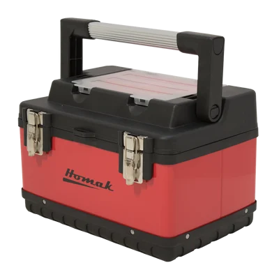 Homak 20" Red Metal Toolbox with Black Plastic Hand Carry (RD00120004)