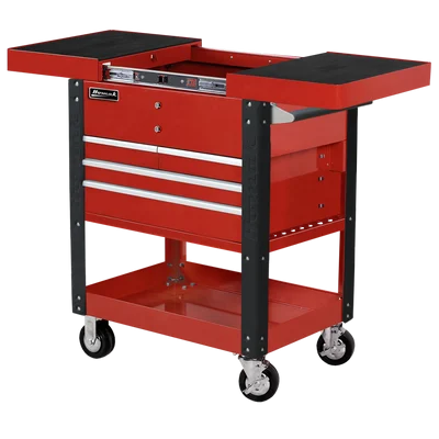 Homak 35" Slide Top Service Cart, 4-Drawer Pro Series - Red (RD06043500)