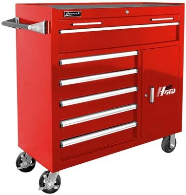 Homak 41-Inch 6-Drawer Roller with 2-Drawer Compartment, Red (RD04041062)