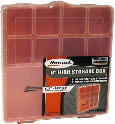Homak 8-Inch x 8-Inch Plastic Storage Tool Box, Tall (HA01088175)