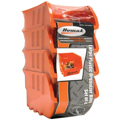 Homak Large Set of 4 Plastic Storage Bins (HA01040954)