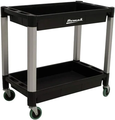 Homak Plastic Service Cart with 2-Level Shelves (PP06032021)