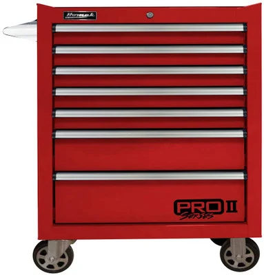 Homak PRO II Series 27-Inch 7-Drawer Roller Cabinet Red (RD04027702)