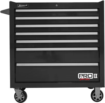 Homak PRO II Series 36" 7-Drawer Roller Cabinet, Black (BK04036072)