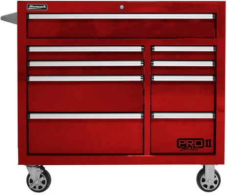 Homak PRO II Series 41" 9-Drawer Roller Cabinet, Red (RD04041092)