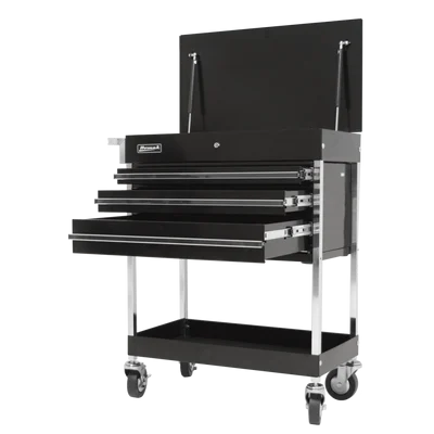 Homak Pro Series 34" Three-Drawer Flip-Top Service Cart - Black (BK05500200)