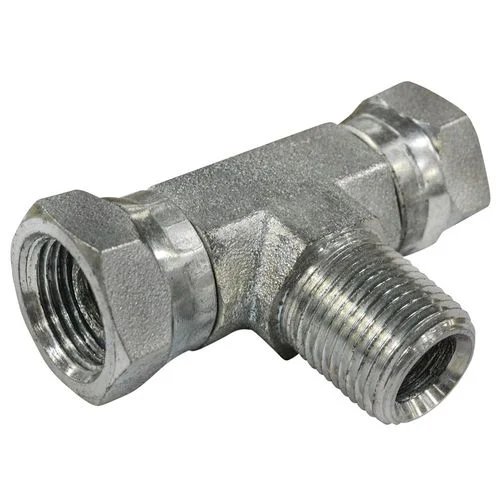 Hydraulic Adapter Tee Fitting 3/8 Inch Female x 3/8 Inch Male