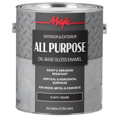 Indoor Outdoor Enamel Paint, Oil Base, Black, 1 Gallon