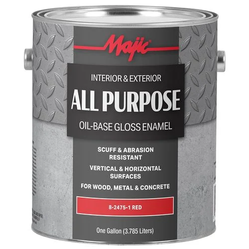 Indoor Outdoor Enamel Paint, Oil Base, Red, 1 Gallon