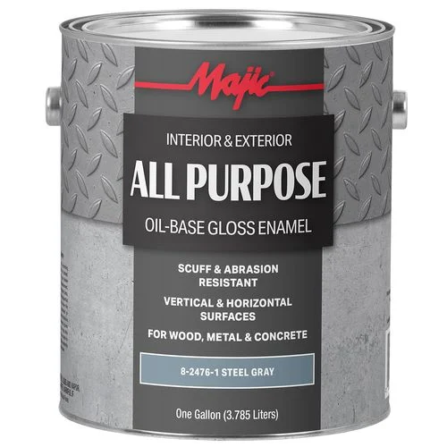 Indoor Outdoor Enamel Paint, Oil Base, Steel Gray, 1 Gallon