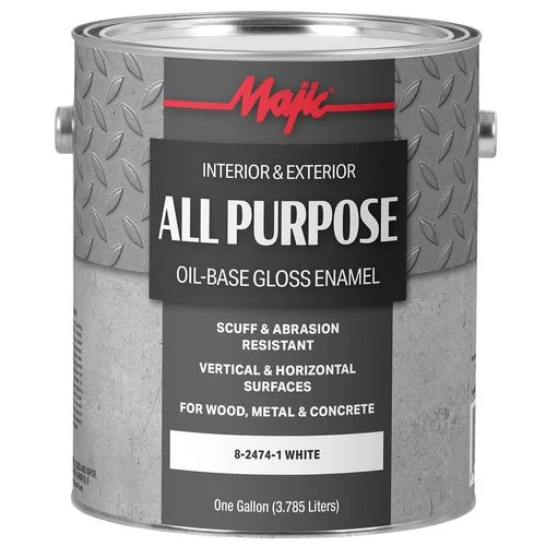 Indoor Outdoor Gloss Enamel Paint, Oil Base, White, 1 Gallon
