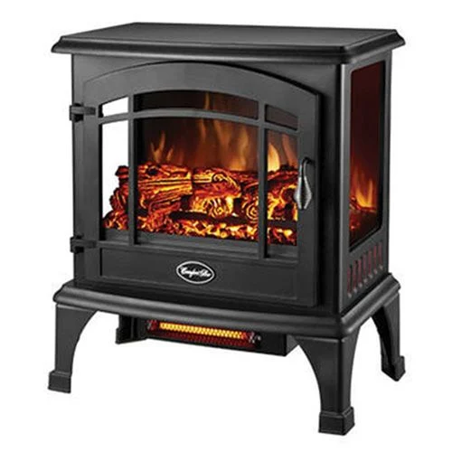 Infrared Quartz Panoramic Electric Stove Heater, Gloss Black