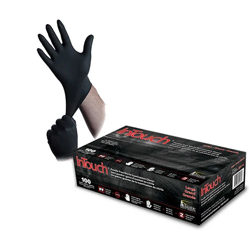 InTouch Black Nitrile Exam Gloves