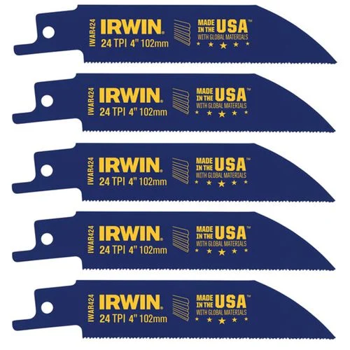 Irwin 4" 24 TPI Reciprocating Bi-Metal Blade (5 pack)