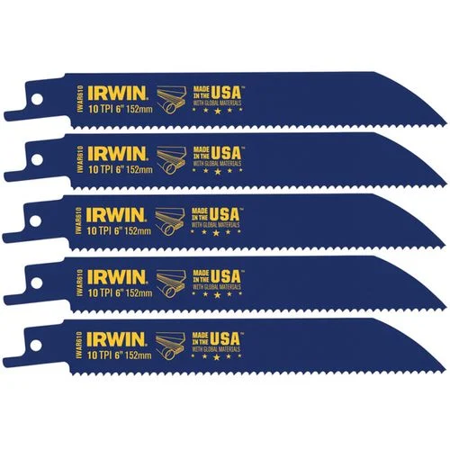 Irwin 6" 10 TPI Reciprocating Bi-Metal Blade (5 pack)