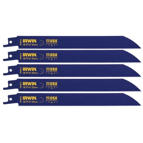 Irwin 8" 18 TPI Reciprocating Bi-Metal Blade (5 pack)