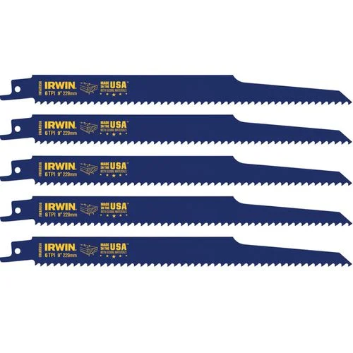 Irwin 9" 6 TPI Reciprocating Bi-Metal Blade (5 pack)