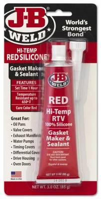 JB Weld 31314 High Temperature Red Acetoxy Silicone Sealant - 3 Oz.