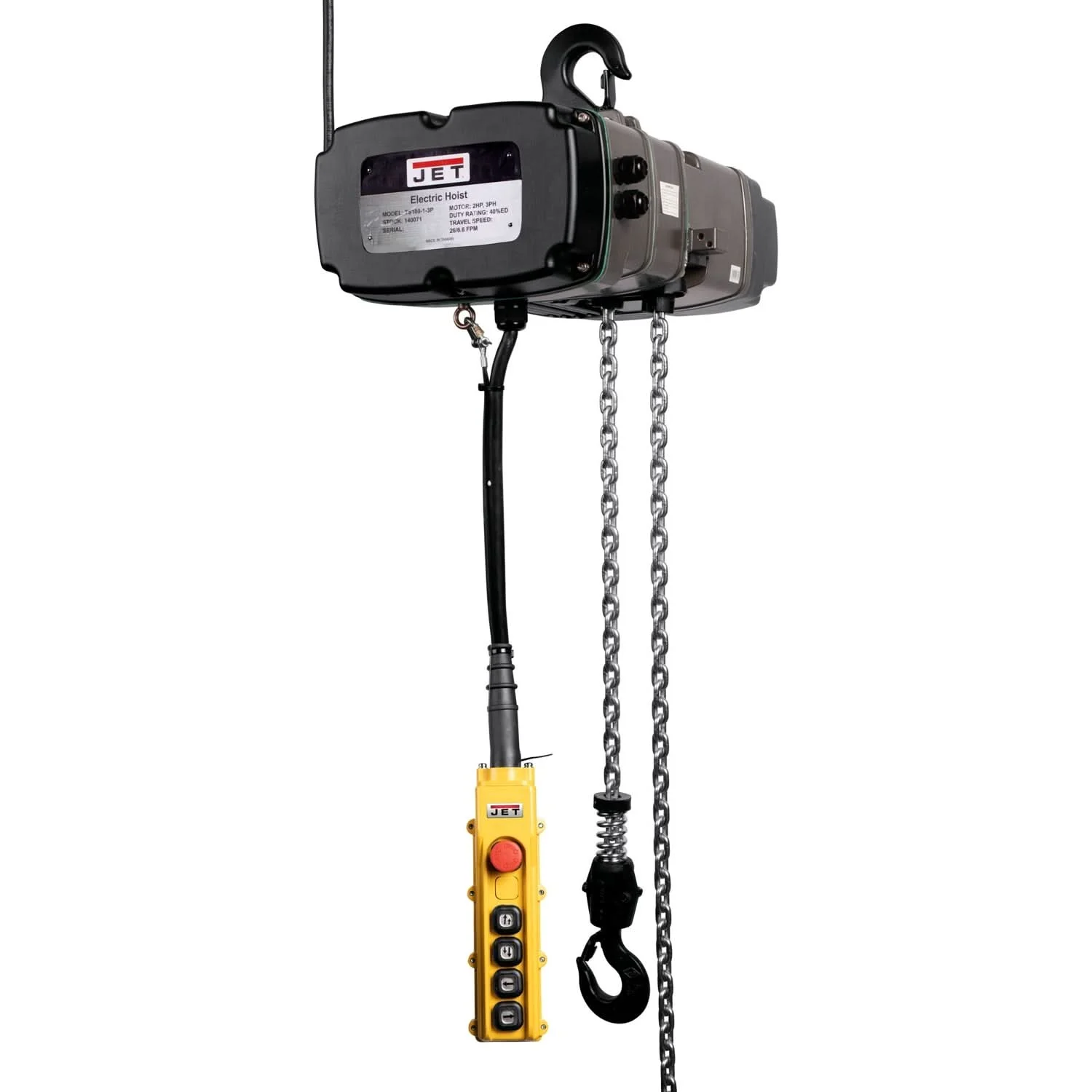 JET 140235 TS050-230-020,1/2-Ton Two Speed Electric Chain Hoist 3-Phase 20-Foot Lift