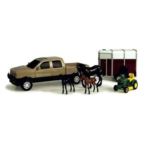 John Deere Toy Truck and Trailer Set with Animals