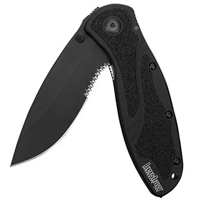 Kershaw Blur Glassbreaker Serrated Pocket Knife (1670GBBLKST)