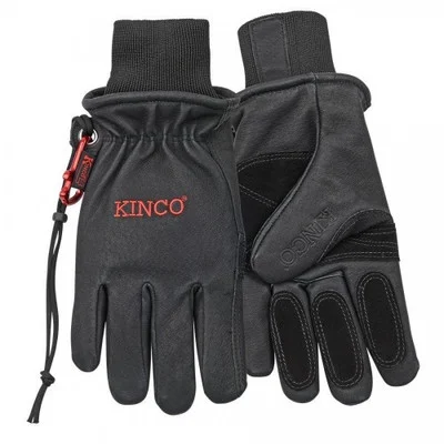 Kinco Lined XL HD Black Grain Pigskin Driver Gloves w/KW (900MAX-XL)
