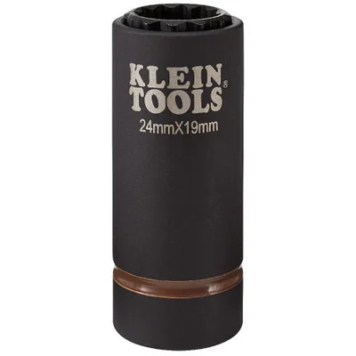 Klein 66052E 2-in-1 Metric Impact Socket, 12-Point, 24 x 19 mm