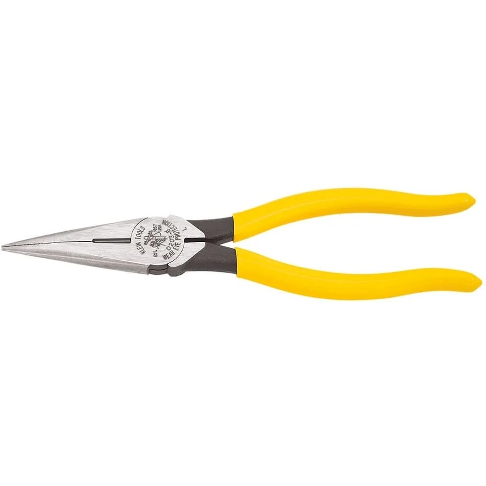 Klein D203-8 8" Heavy-Duty Long-Nose Pliers - Side-Cutting