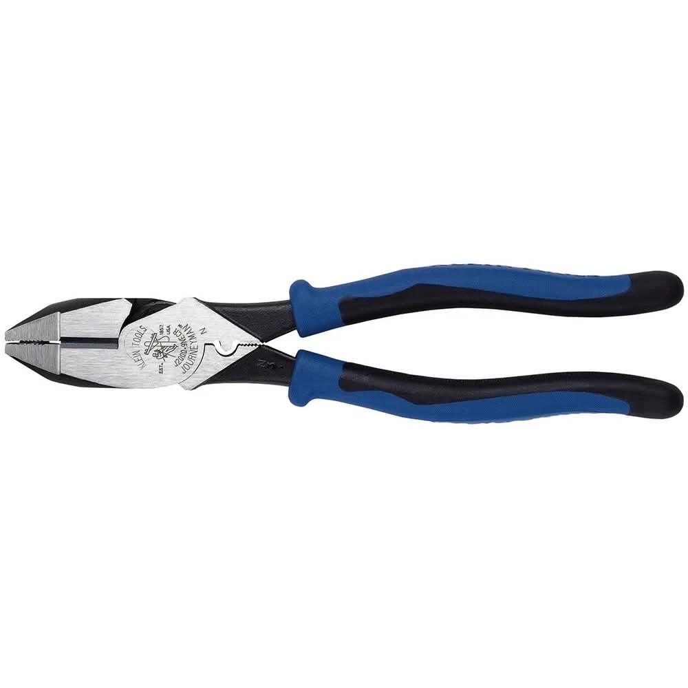 Klein J2000-9NECR 9" Journeyman High-Leverage Side-Cutting Pliers - Connector Crimping