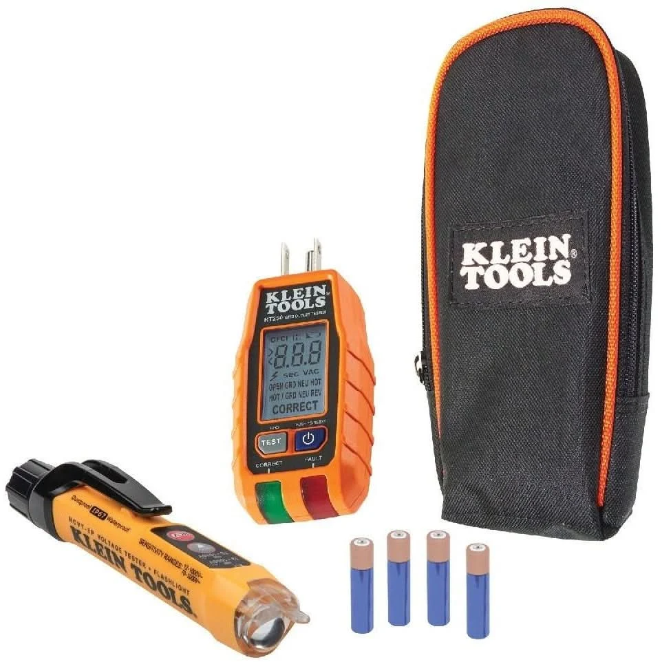 Klein RT250KIT Premium Non-Contact Voltage & GFCI Receptacle Electrical Test Kit