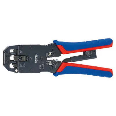Knipex Crimping Pliers for Western Plugs, Multi-Component Grips (97 51 12)