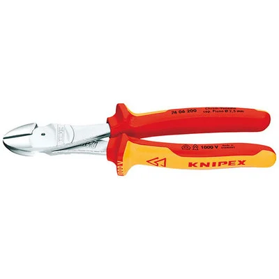 Knipex High Leverage Diagonal Cutter, Chrome Plated, Insulated 1000V (7406180)