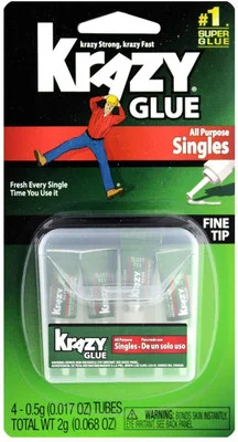 Krazy Glue KG58248SN All Purpose Single-Use, 0.75-Gram (4-Pack)