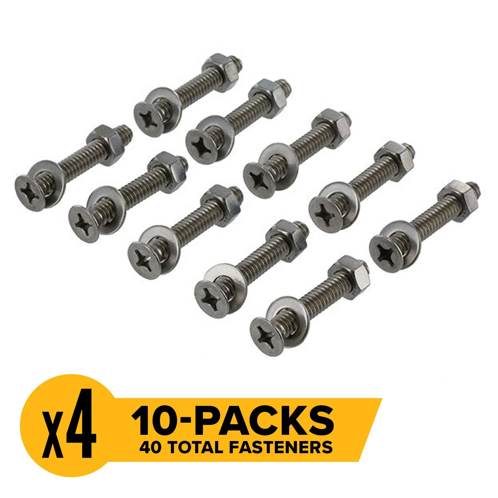 L-Track Fastener Pack | 1-1/2" Bolt with Nut & Washer | 40-Pack